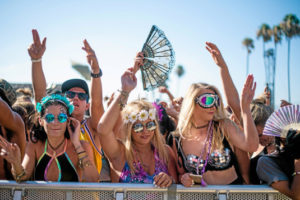 music festival goers wearing costumes